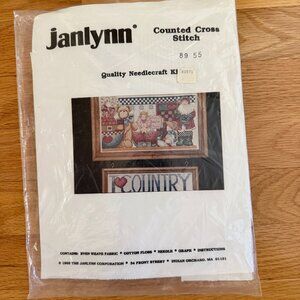 NWT Vintage Janlynn Counted Cross Stitch Kit "I Love Country"
